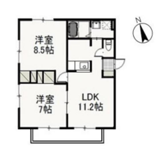 ティエラA(2LDK/2階)の間取り写真