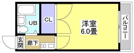 すばる城北(1K/2階)の間取り写真
