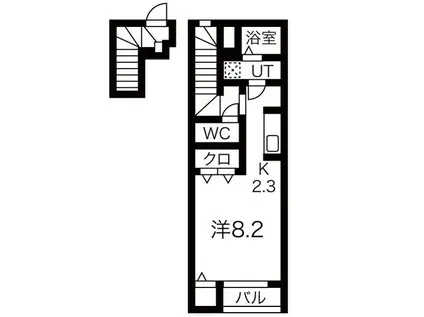 GRIT 浪江(1K/2階)の間取り写真