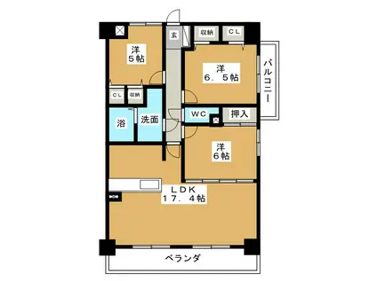 ラポルテ桑名駅前(3LDK/8階)の間取り写真