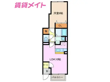 オーブII(1LDK/1階)の間取り写真