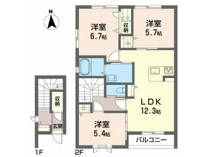 メゾンマスト南館(3LDK/2階)の間取り写真