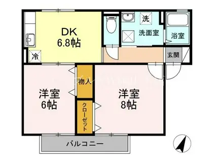 ソレイユ津高(2DK/1階)の間取り写真