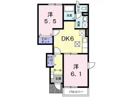 メゾンコニファーII(2DK/1階)の間取り写真