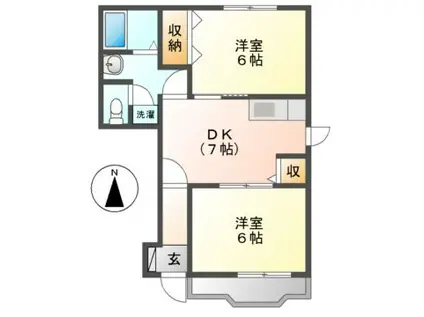 セレノ スプリング B(2DK/1階)の間取り写真