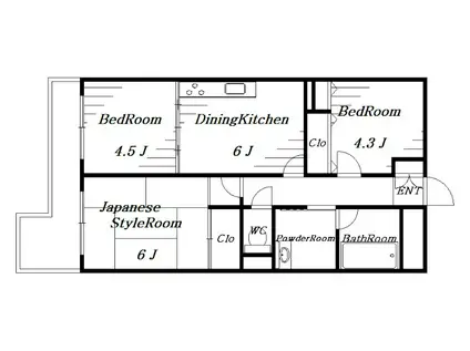 ライオンズマンション稲毛第2(3DK/3階)の間取り写真
