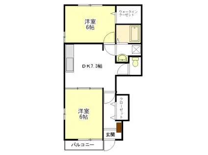 フォレスタロヴィーネ3(2DK/1階)の間取り写真