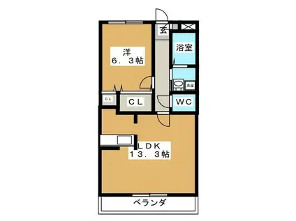 エスペランサ(1LDK/4階)の間取り写真