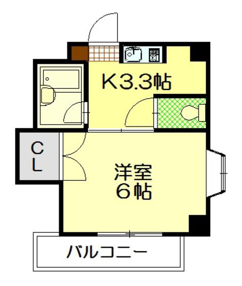 サンライズ鶴江C棟(1K/2階)の間取り写真