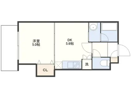 メディカルモール元船(1DK/9階)の間取り写真