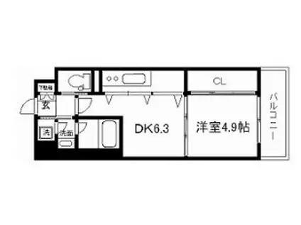 グランエターナ京都(1DK/3階)の間取り写真