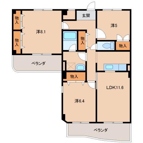 グリーンフル吉田(3LDK/2階)の間取り写真