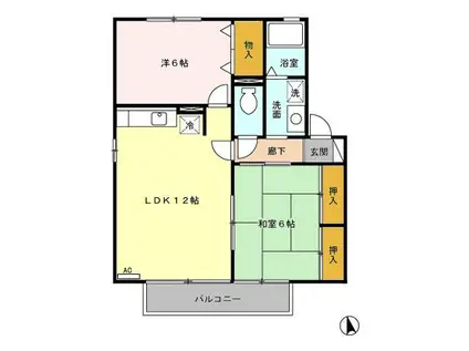 コーポベルーガB(2LDK/1階)の間取り写真