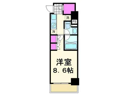 パークハビオ門前仲町(1K/9階)の間取り写真