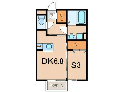 パークハイツ白梅(1DK/2階)の間取り写真