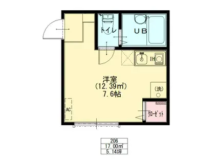 プリムラ小岩(ワンルーム/2階)の間取り写真