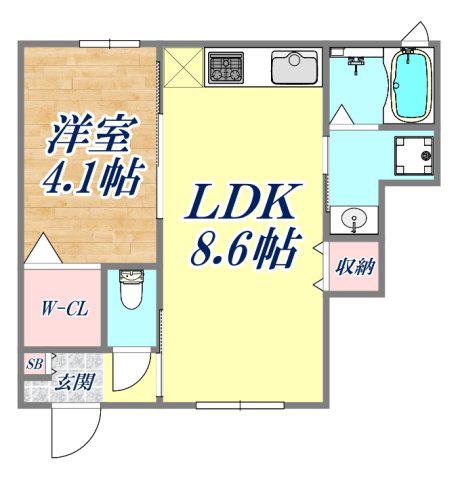 クレール(1LDK/1階)の間取り写真