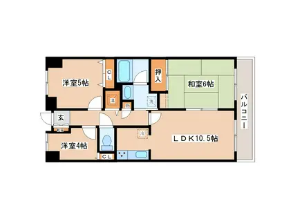 ファミリエール宮城野西館(3LDK/9階)の間取り写真