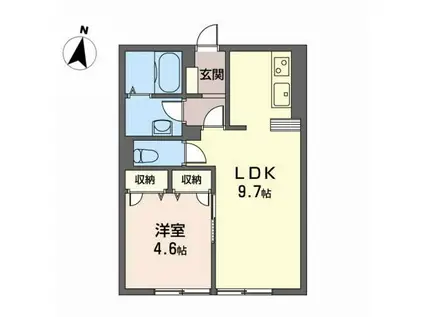 ハイムK(1LDK/2階)の間取り写真