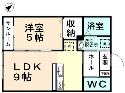 ブランネージュ(1LDK/1階)の間取り写真