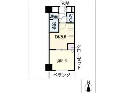 ライオンズマンション柳ヶ瀬303号(1DK/3階)の間取り写真