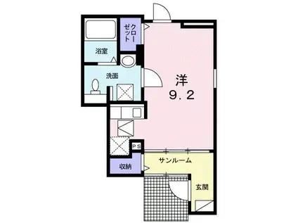 レイクサイド・WIN(ワンルーム/1階)の間取り写真