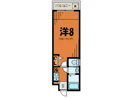 シトラスI(1K/1階)の間取り写真