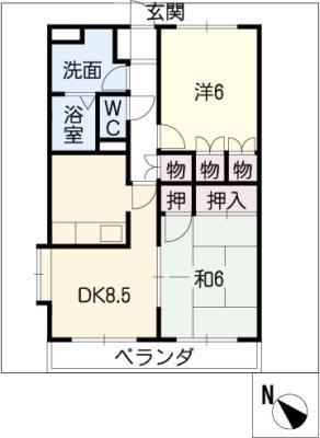 エスポワールM(2DK/3階)の間取り写真