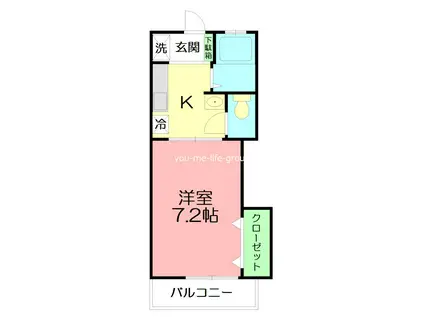 ウィンズパル(1K/1階)の間取り写真