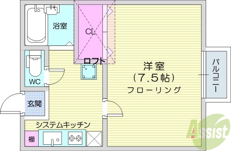 ノーブル ユウ(1K/1階)の間取り写真
