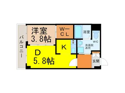KDX千早レジデンス(1DK/10階)の間取り写真