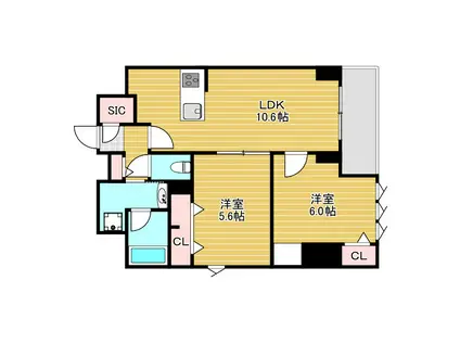 PARC DE VERT ESAKA(2LDK/2階)の間取り写真