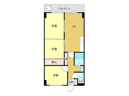 グレードワン南浜(3DK/4階)の間取り写真