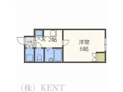 ベルシティ琴似(1K/1階)の間取り写真