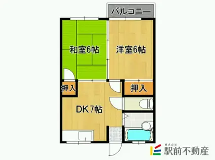 ウッディハイツ(2DK/2階)の間取り写真