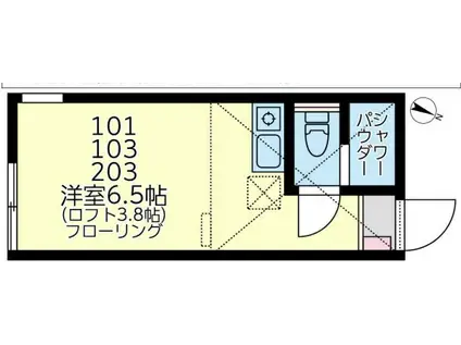 ユナイト石川町クリストファーの瞳(ワンルーム/2階)の間取り写真