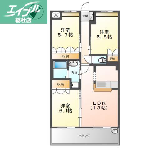 センチュリーカーサ(3LDK/2階)の間取り写真