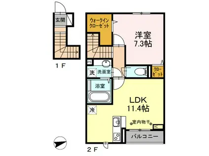 アズーリ(1LDK/2階)の間取り写真