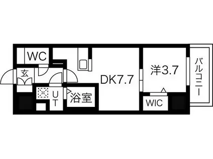 メイクス上前津IV(1DK/11階)の間取り写真