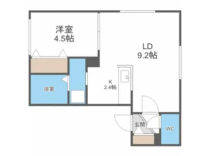 ヴィヴァーチェN19(1LDK/4階)の間取り写真