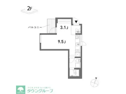 COLLAGE HOUSE(ワンルーム/2階)の間取り写真
