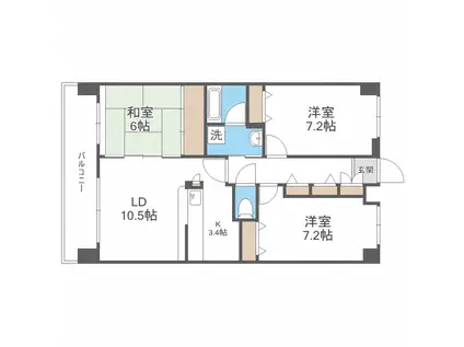 クレア旭ヶ丘(3LDK/2階)の間取り写真