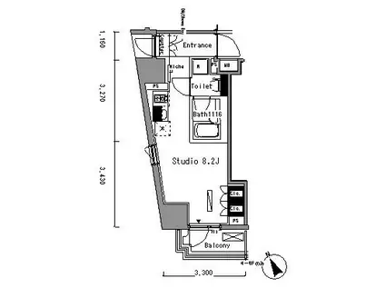 パークアクシス新板橋ウエスト(ワンルーム/7階)の間取り写真