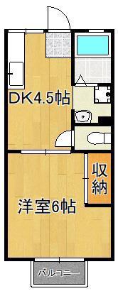 えぼしハイツB(1DK/1階)の間取り写真