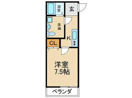 カーサ御殿山(1K/2階)の間取り写真