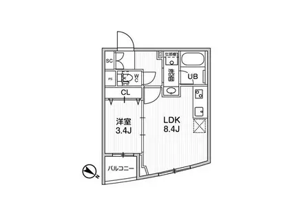 GRANDUO中目黒4(1LDK/1階)の間取り写真