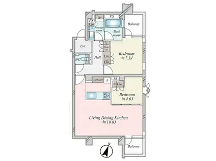 レグナス市ヶ谷払方町(2LDK/2階)の間取り写真
