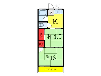 岩井荘(2K/2階)の間取り写真