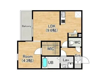 ジーメゾン妙興寺ルクシア(1LDK/2階)の間取り写真
