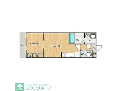 ジーメゾン松戸六実ディア(1LDK/3階)の間取り写真